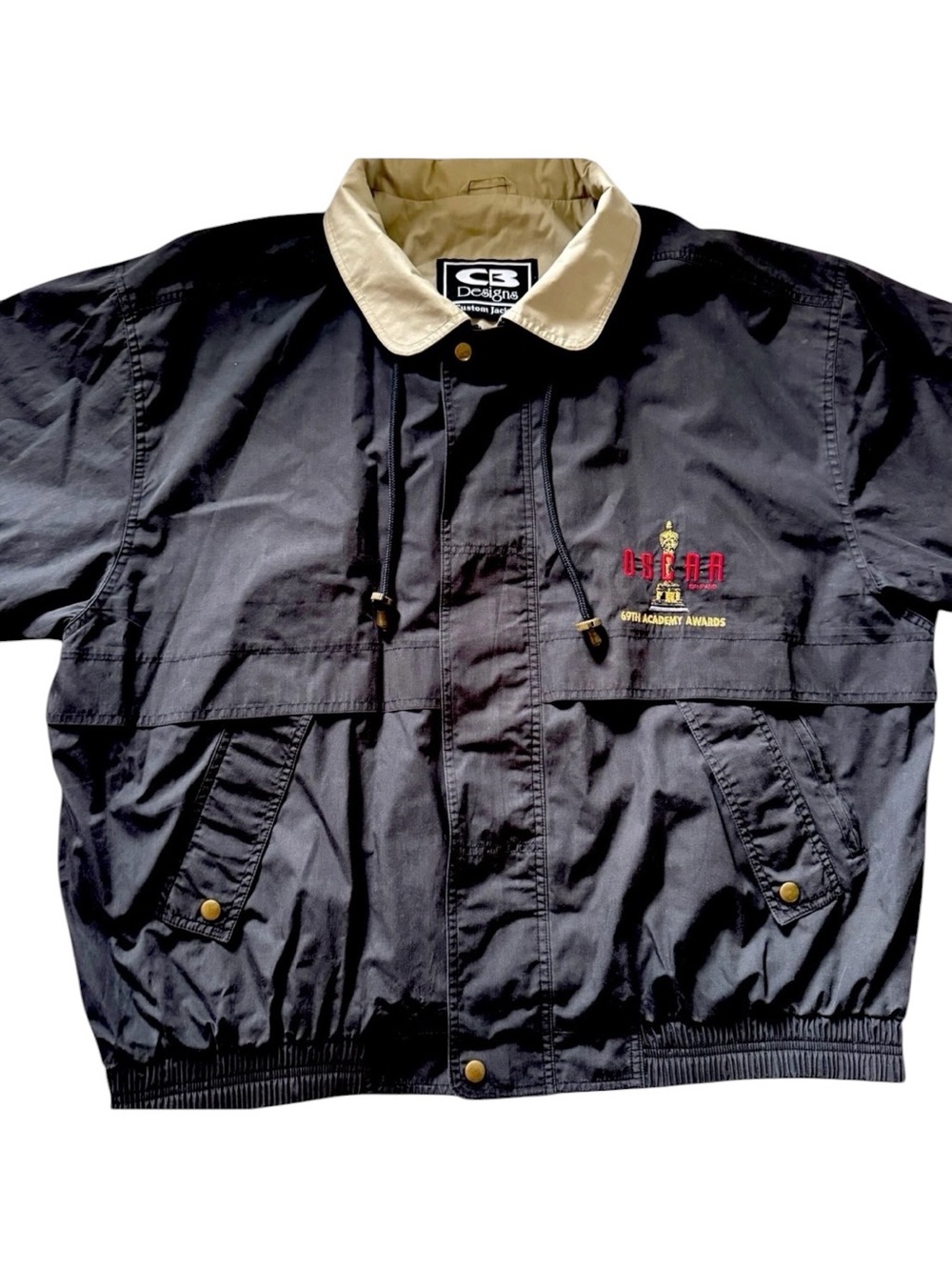 VTG Oscars Crew Jacket 69th Academy Awards Mens XL Black Embroidered CB Designs